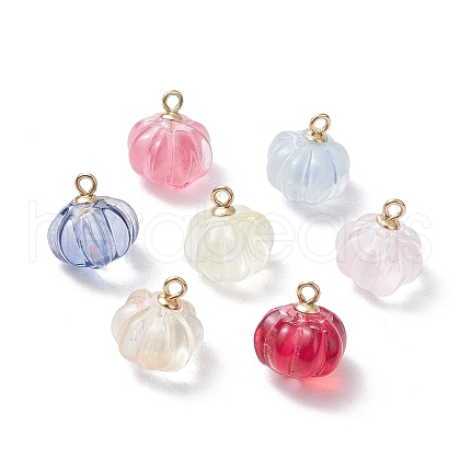 Transparent Spray Paint Glass Pendants PALLOY-JF03496-01-1