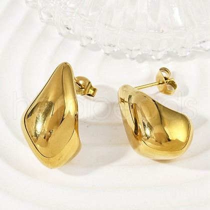 304 Stainless Steel Teardrop Stud Earrings for Women EJEW-S272-03G-1