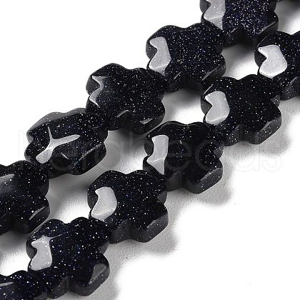 Synthetic Blue Goldstone Beads Strands G-K357-C09-01-1