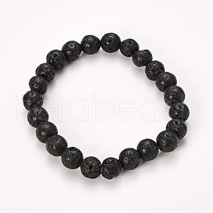 Natural Lava Rock Beaded Stretch Bracelets BJEW-Q692-60-10mm-1