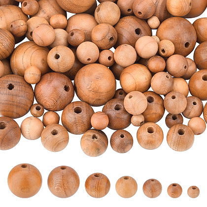 Olycraft 150Pcs 7 Style Wood Beads WOOD-OC0002-35-1