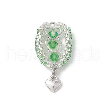 Glass Seed Beaded Hot Air Balloon Pendants PALLOY-MZ00662-01-1