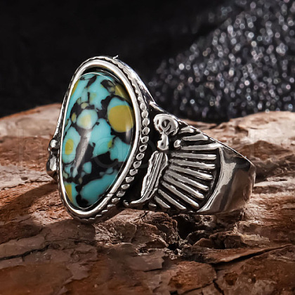 Fashionable Alloy & Turquoise Finger Rings FS-WGDFDBB-02-1