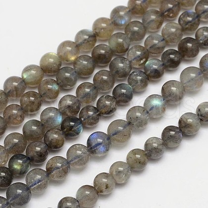 Natural Labradorite Round Bead Strands G-M262-5mm-09-1