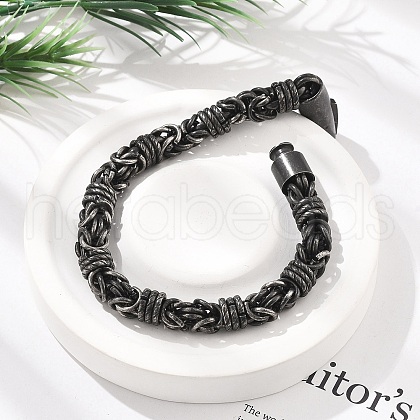 304 Stainless Steel Byzantine Chains Bracelets for Women Men BJEW-A031-04E-AS-1