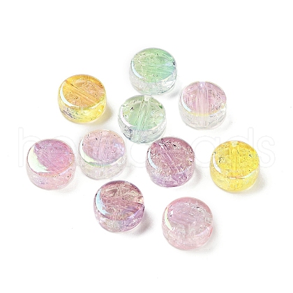 UV Plating Rainbow Iridescent Acrylic Beads X-OACR-F009-07-1