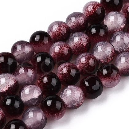 Crackle Baking Painted Imitation Jade Glass Beads Strands DGLA-YW0001-17N-1