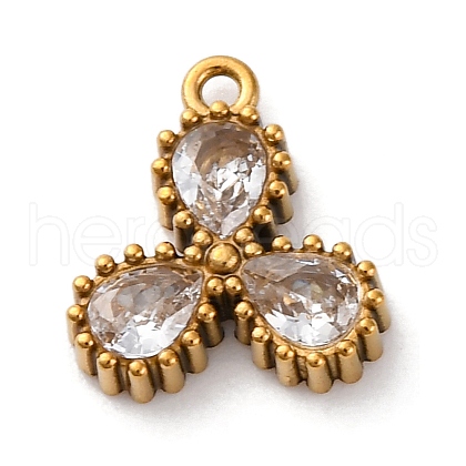 Ion Plating(IP) 304 Stainless Steel Cubic Zirconia Pendants STAS-R141-02G-06-1