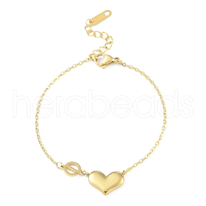 Ion Plating(IP) 304 Stainless Steel Charm Bracelets for Women BJEW-K254-09G-1