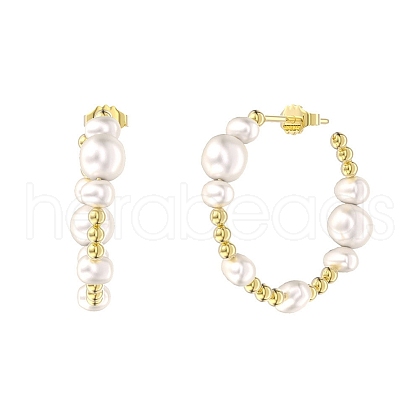 Mother's Day Jewellery Natural Pearl Ear Studs for Women EJEW-P231-16G-1