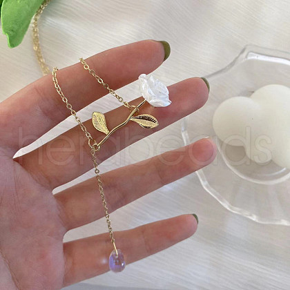 Alloy & Resin Flower Pendant Necklaces FS-WG2316F-01-1