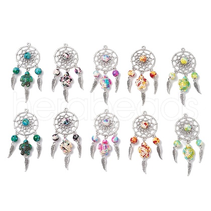 Woven Net/Web with Feather Pendants PALLOY-JF03981-1