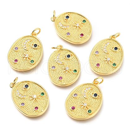 Brass Micro Pave Colorful Cubic Zirconia Pendants ZIRC-J024-04G-1