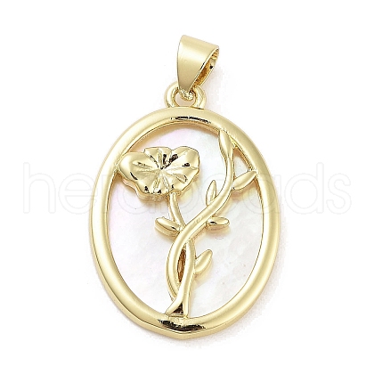 Rack Plating Brass Pave Shell Pendants KK-Z064-28G-08-1