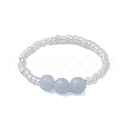 Glass Seed Beads Stretch Rings RJEW-JR00716-1