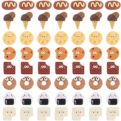 SUNNYCLUE 64Pcs 8 Styles Play Food Theme Opaque Resin Decoden Cabochons RESI-SC0005-87-1