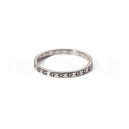 Minimalist Stainless Steel Ring Women Hollow Flower Design Jewelry Ring EM2206-6-1