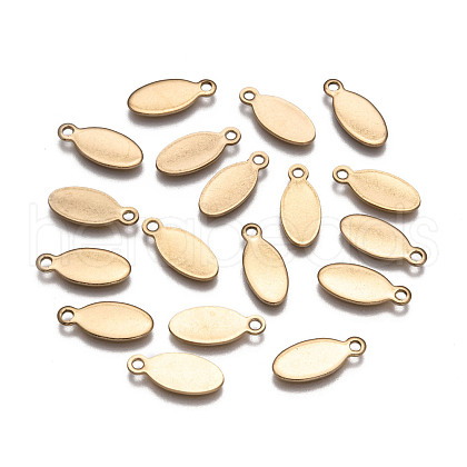 Oval Ion Plating(IP) 304 Stainless Steel Stamping Blank Tag Charms STAS-L159-07G-1