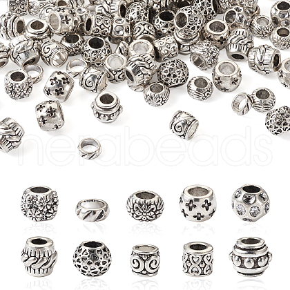 Mega Pet 100Pcs 10 Style Tibetan Style Alloy European Beads TIBEB-MP0001-01-1