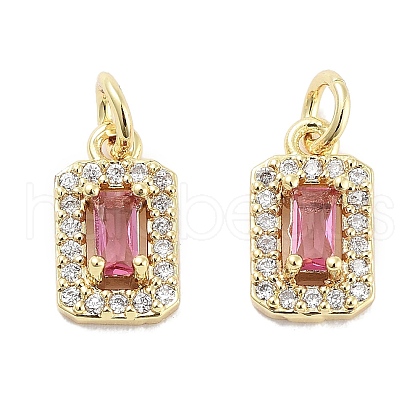 Brass Micro Pave Cubic Zirconia Charms KK-C051-11G-04-1