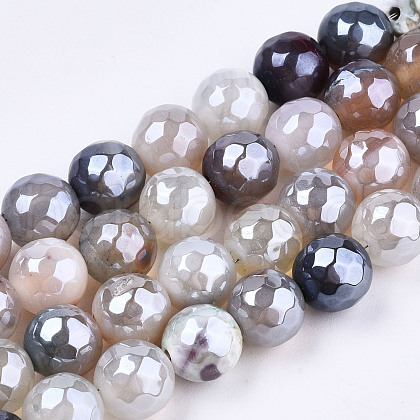 Electroplate Natural Agate Beads Strands G-T131-54E-1