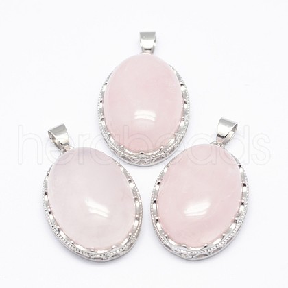 Natural Rose Quartz Pendants X-G-D851-03-1