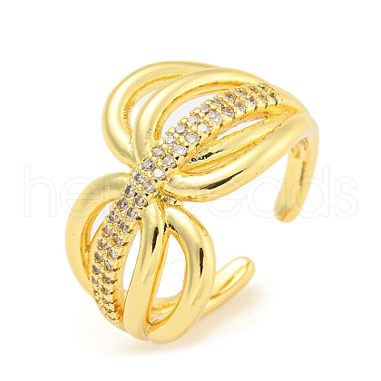Clear Cubic Zirconia Open Cuff Ring RJEW-L121-045G-1