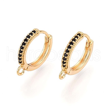 Brass Micro Pave Cubic Zirconia Hoop Earring Finding KK-N261-51A-G-1