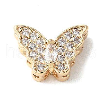 Brass Micro Pave Cubic Zirconia Beads KK-A253-10G-1
