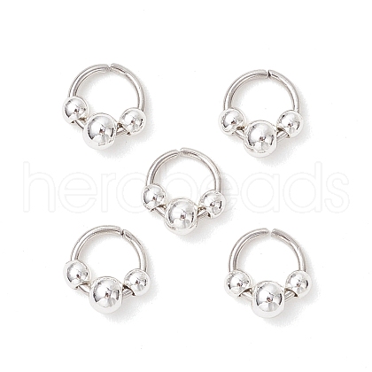 304 Stainless Steel Linking Rings with Brass Round Beads PALLOY-JF03869-1