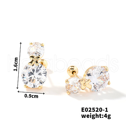 Summer Countryside Style Copper Zirconia Stud Earrings for Women QN0199-1-1