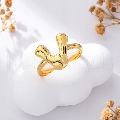 304 Stainless Steel Open Cuff Rings for Women RJEW-M060-01G-22-1