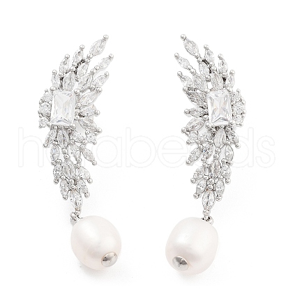 Rack Plating Brass Micro Pave Clear Cubic Zirconia Stud Earrings EJEW-C107-05P-1