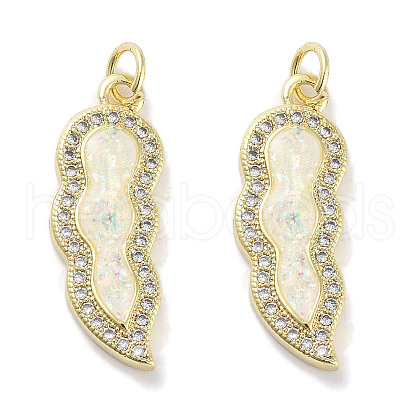 Brass Micro Pave Clear Cubic Zirconia Pendants KK-L213-040G-1