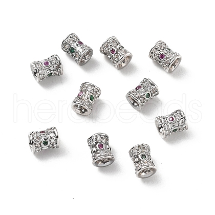 Brass Micro Pave Cubic Zirconia Beads KK-Z114-18P-1