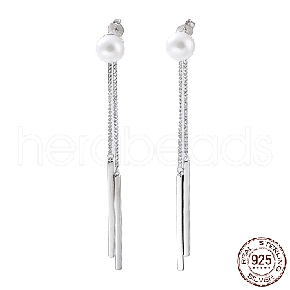 Rhodium Plated 925 Sterling Silver Tassel Earrings STER-A044-02P-1