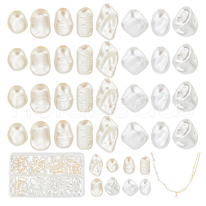   64Pcs 8 Styles ABS Plastic Imitation Pearl Beads PEAR-PH0001-11-1