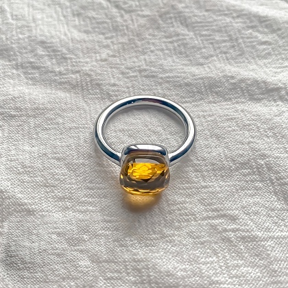 Square 304 Stainless Steel with Glass Finger Rings FS-WG8AAFA-44-1