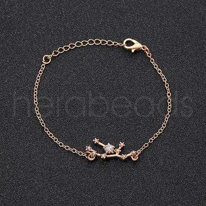 12 Constellations Alloy Rhinestone Link Bracelets WG43B2B-04-1