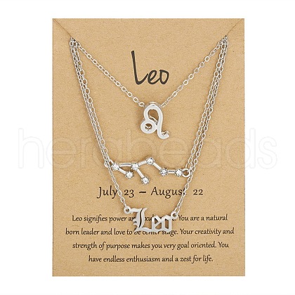 3Pcs 3 Styles Alloy Crystal Rhinestone Constellation Pendant Necklaces Sets WGEBB06-10-1