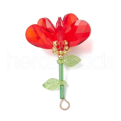 Handmade Glass Beaded Flower Pendants PALLOY-MZ00742-05-1
