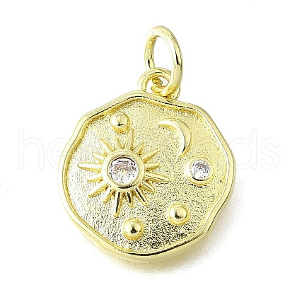 Brass Micro Pave Cubic Zirconia Pendants KK-V007-34G-1