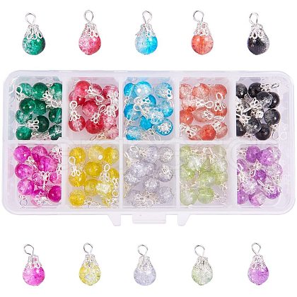 Baking Painted Crackle Glass Pendant CCG-PH0002-07-1