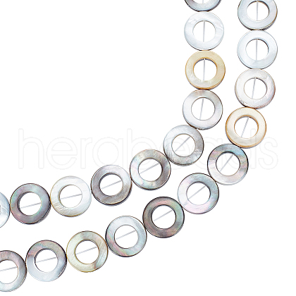 BENECREAT 1 Strand Natural Black Lip Shell Beads Frame Strands SHEL-BC0001-024-1