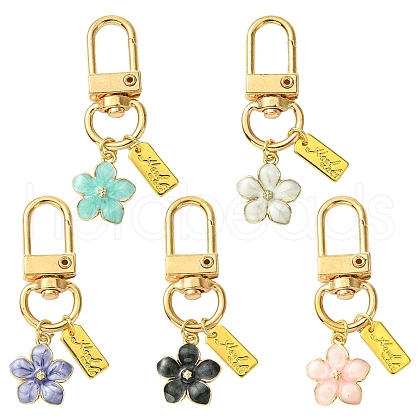 Alloy Enamel Flower Pendant Decorations HJEW-YW00002-1