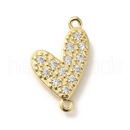 Rack Plating Brass Clear Cubic Zirconia Heart Connector Charms KK-Z086-05G-1