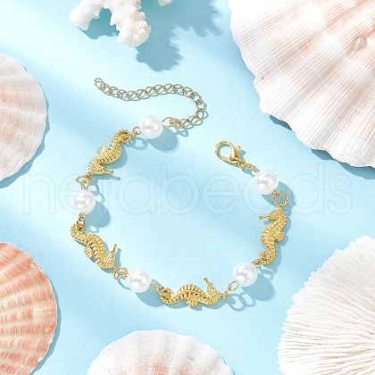 Alloy Sea Horse Link Bracelets BJEW-JB11841-1