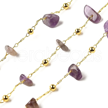 Handmade Natural Amethyst Chip Beaded Chains CHC-F020-09G-10-1