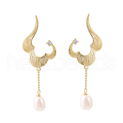 Mother's Day Jewellery Brass Micro Pave Clear Cubic Zirconia Stud Earrings EJEW-N056-01G-1