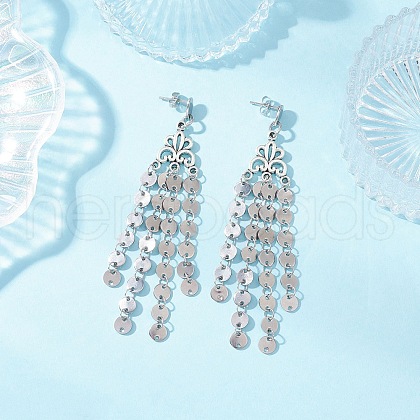Flower Tibetan Style Alloy Tassel Stud Earrings EJEW-JE06457-1